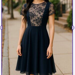 JS Collections Lace Chiffon Metallic Dress Size 8 Formal Pinafore